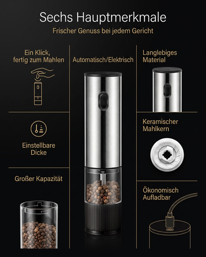 ProGrind Elite – Elektrische Salz- & Pfeffermühle mit Präzisionsmahlung